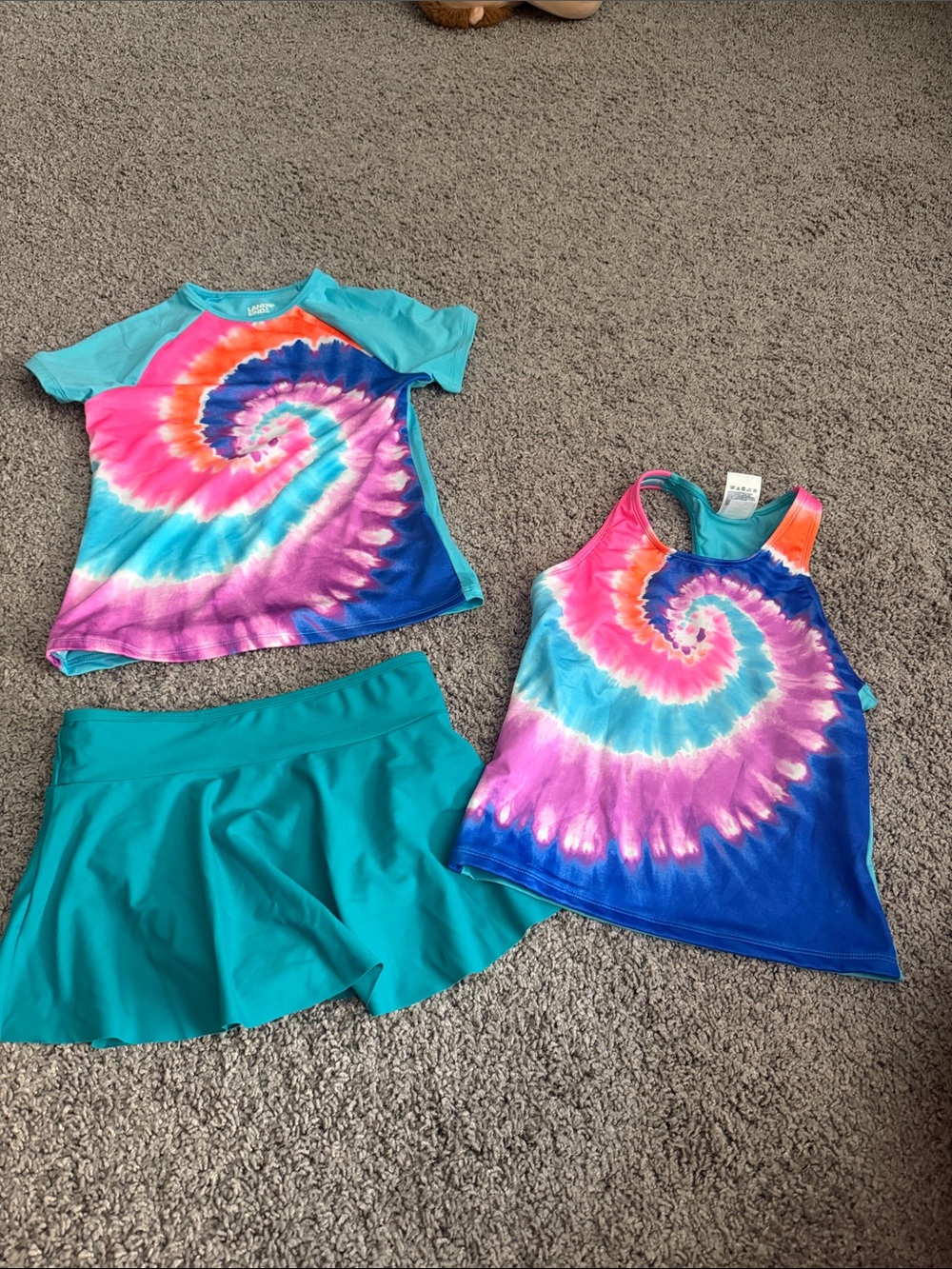 Lands' End Teal Swimsuit. 3 piece. 10-12 slim. NWOT